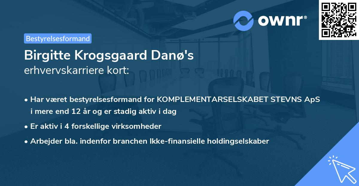 Birgitte Krogsgaard Danø's erhvervskarriere kort