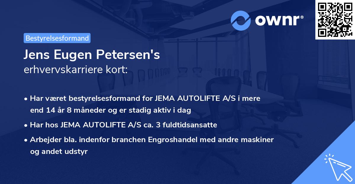 Jens Eugen Petersen's erhvervskarriere kort