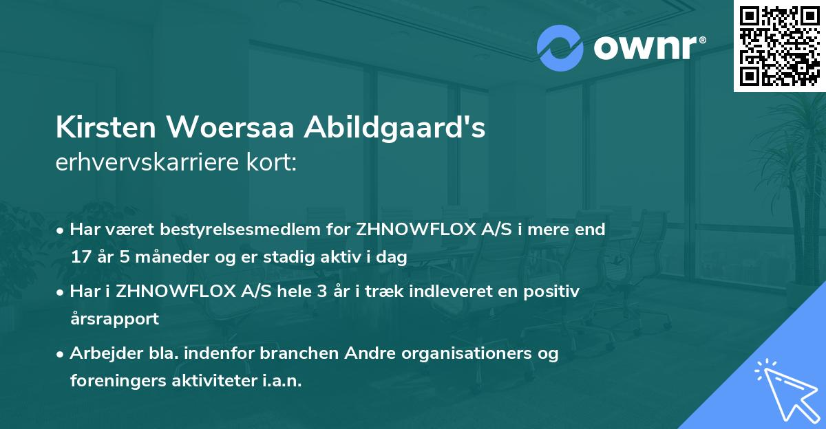 Kirsten Woersaa Abildgaard's erhvervskarriere kort