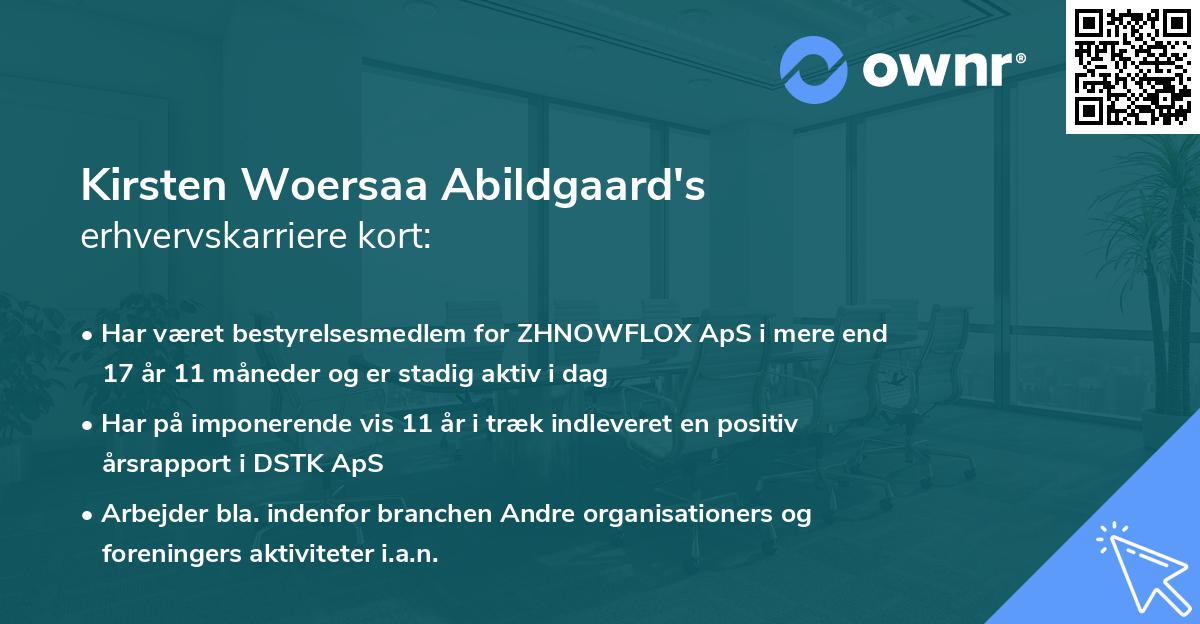 Kirsten Woersaa Abildgaard's erhvervskarriere kort