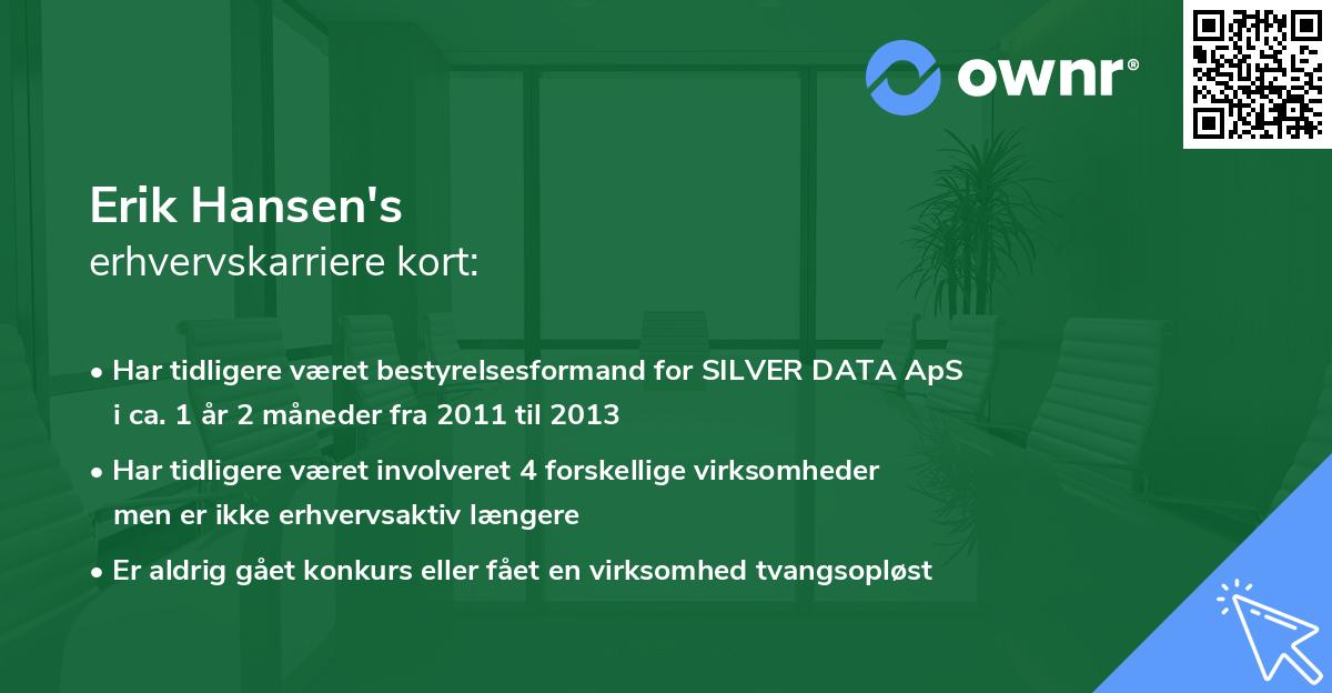 Erik Hansen's erhvervskarriere kort