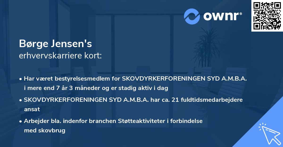 Børge Jensen's erhvervskarriere kort