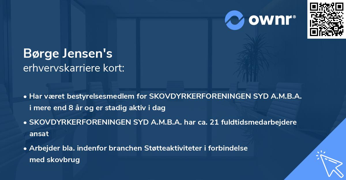 Børge Jensen's erhvervskarriere kort