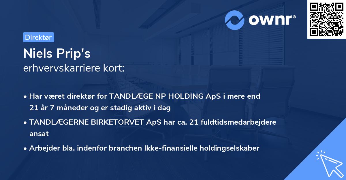 Niels Prip's erhvervskarriere kort