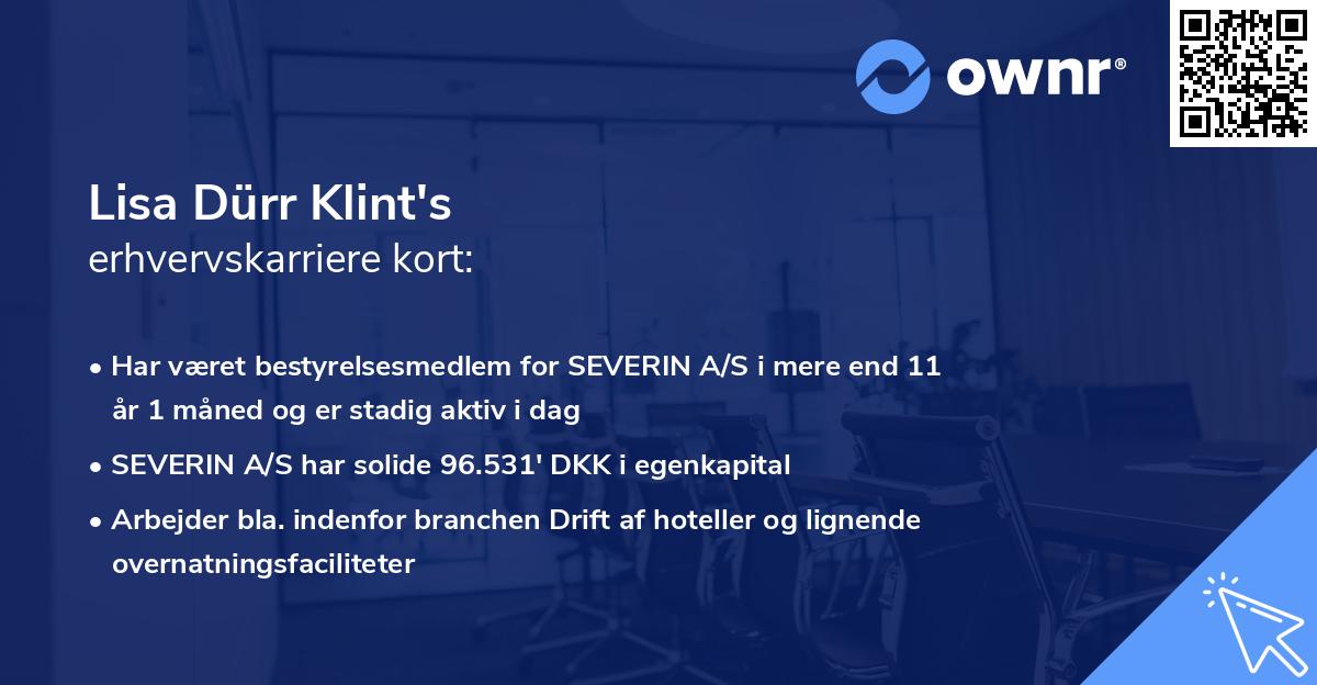 Lisa Dürr Klint's erhvervskarriere kort