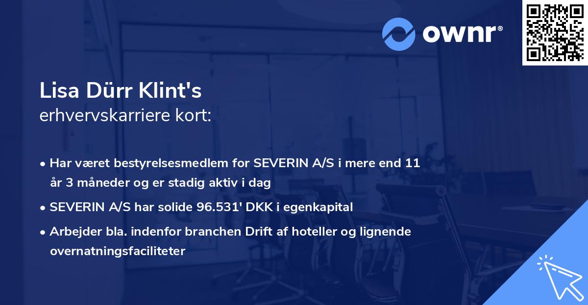 Lisa Dürr Klint's erhvervskarriere kort