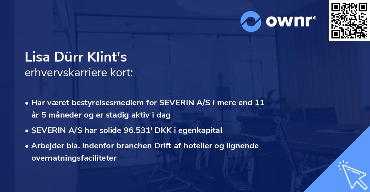 Lisa Dürr Klint's erhvervskarriere kort
