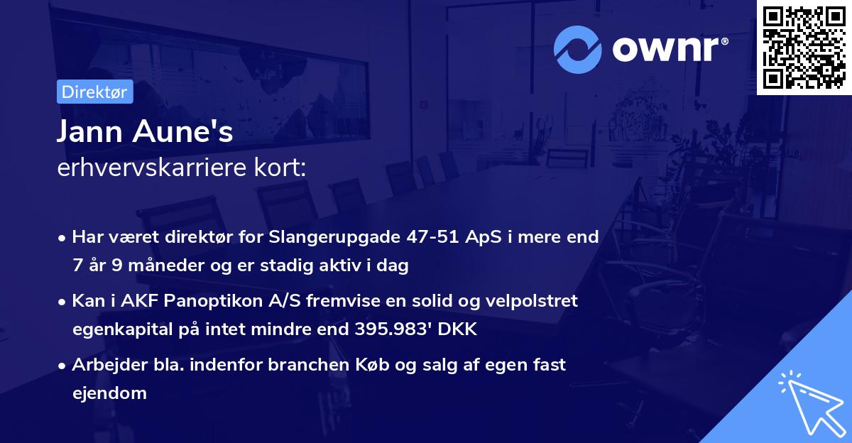 Jann Aune's erhvervskarriere kort
