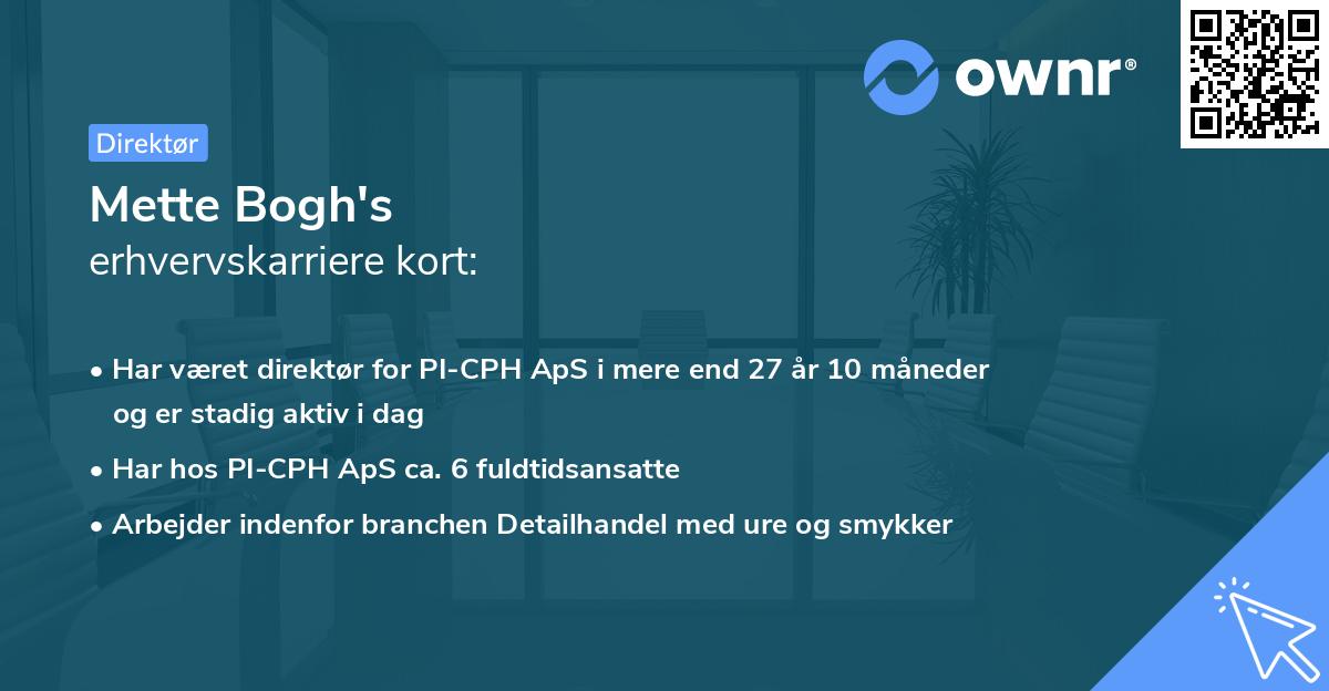 Mette Bogh's erhvervskarriere kort