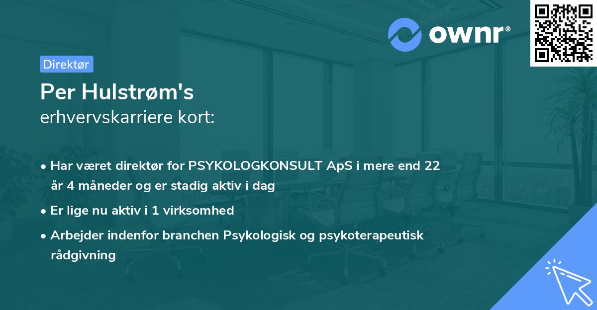Per Hulstrøm's erhvervskarriere kort