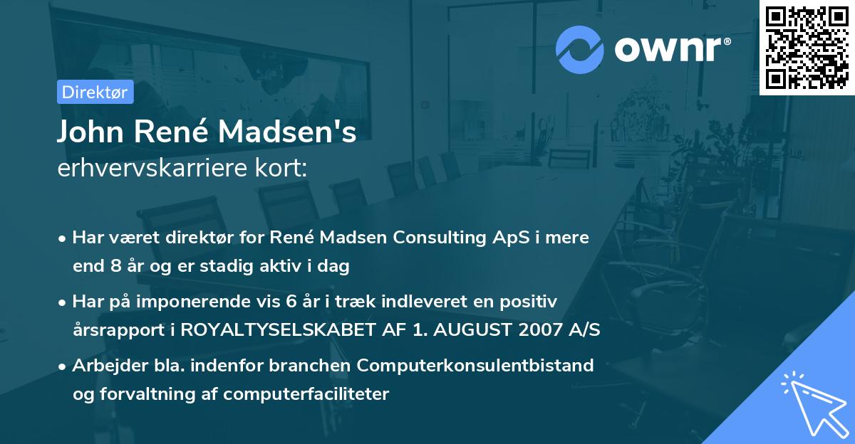John René Madsen's erhvervskarriere kort