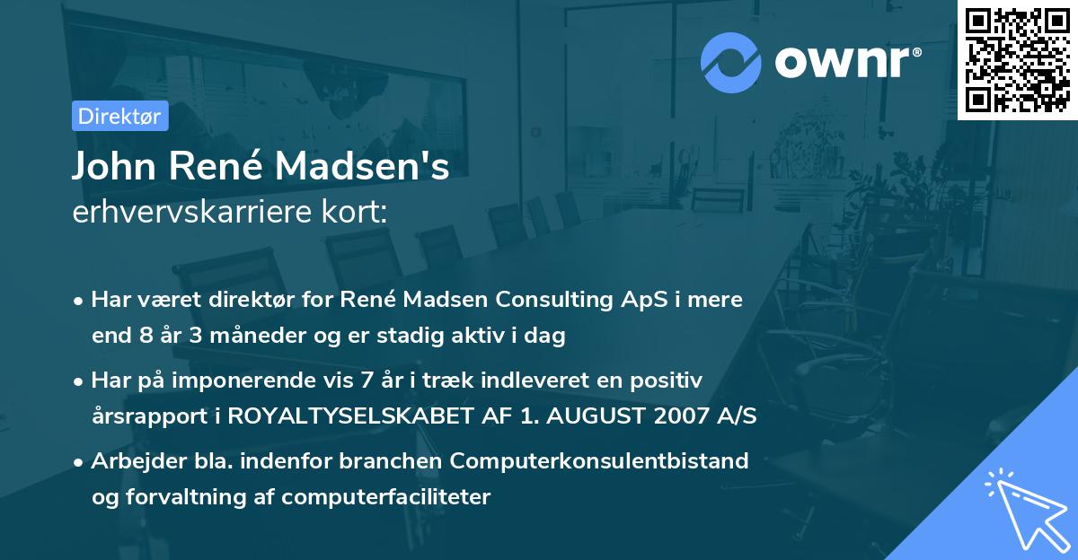 John René Madsen's erhvervskarriere kort