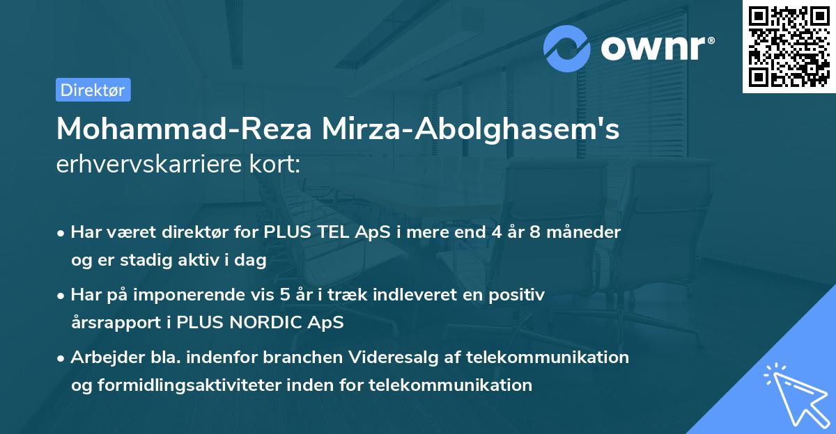 Mohammad-Reza Mirza-Abolghasem's erhvervskarriere kort