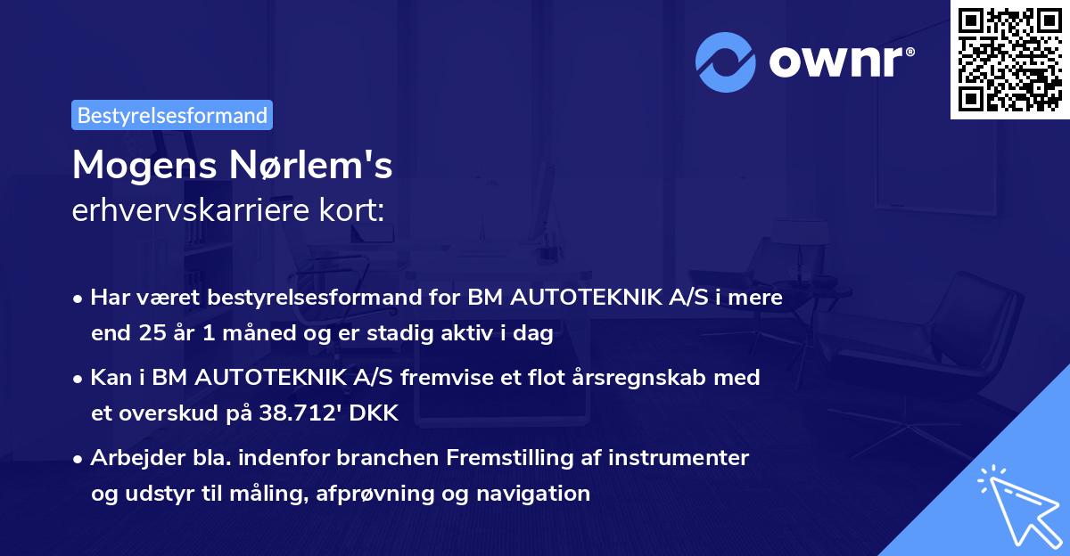 Mogens Nørlem's erhvervskarriere kort