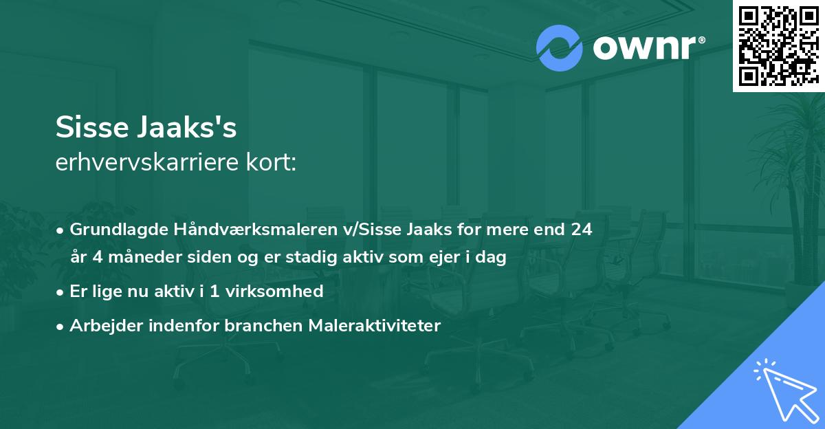 Sisse Jaaks's erhvervskarriere kort