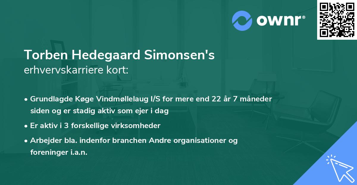 Torben Hedegaard Simonsen's erhvervskarriere kort