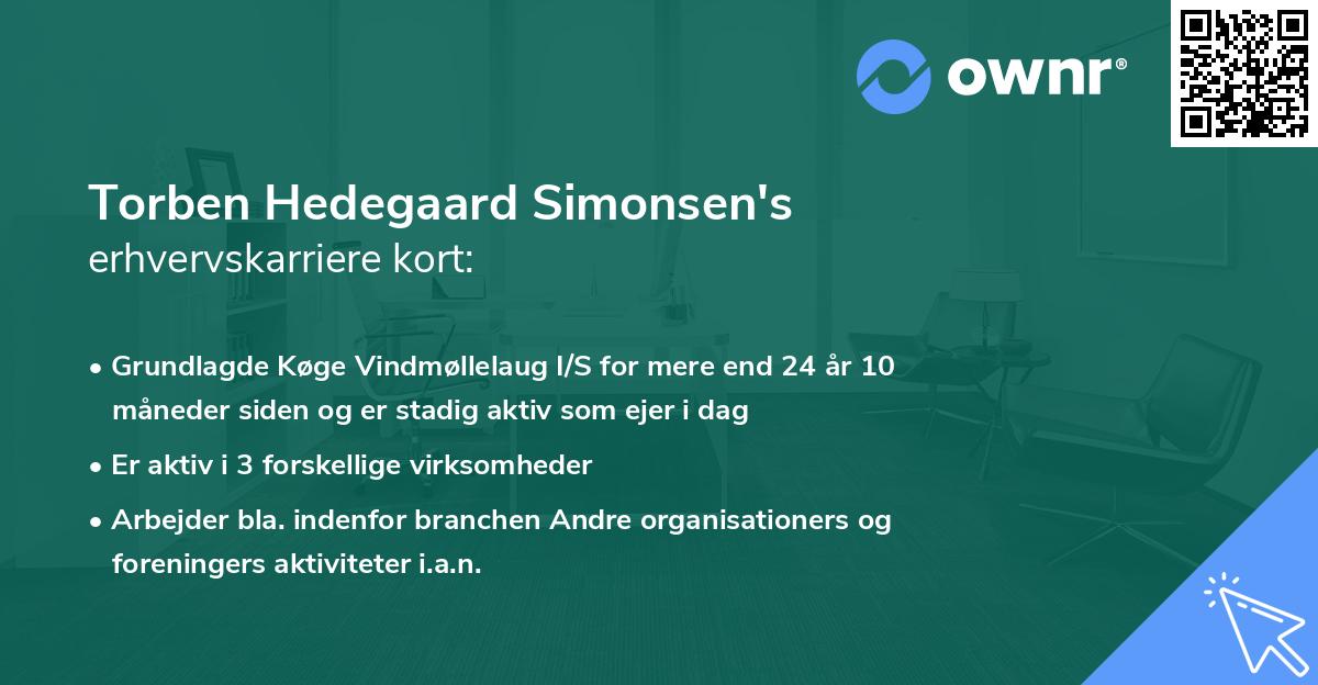 Torben Hedegaard Simonsen's erhvervskarriere kort