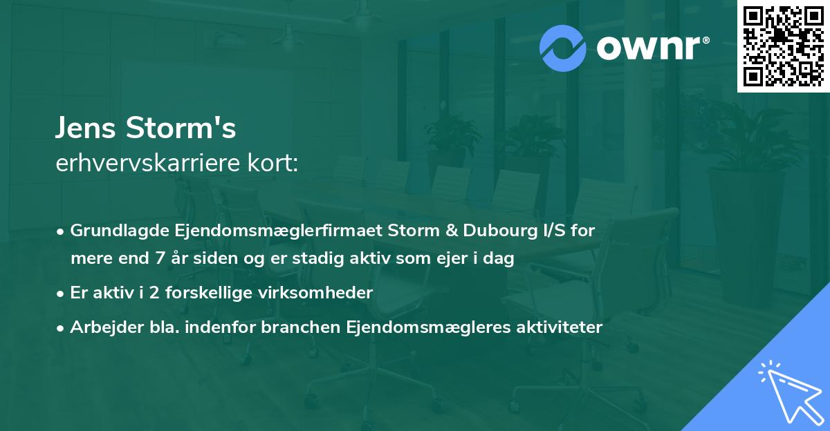 Jens Storm's erhvervskarriere kort