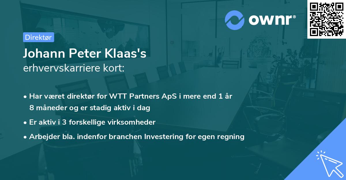 Johann Peter Klaas's erhvervskarriere kort