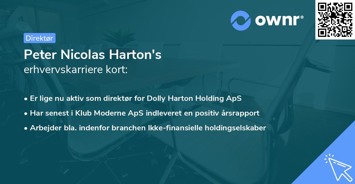 Peter Nicolas Harton's erhvervskarriere kort