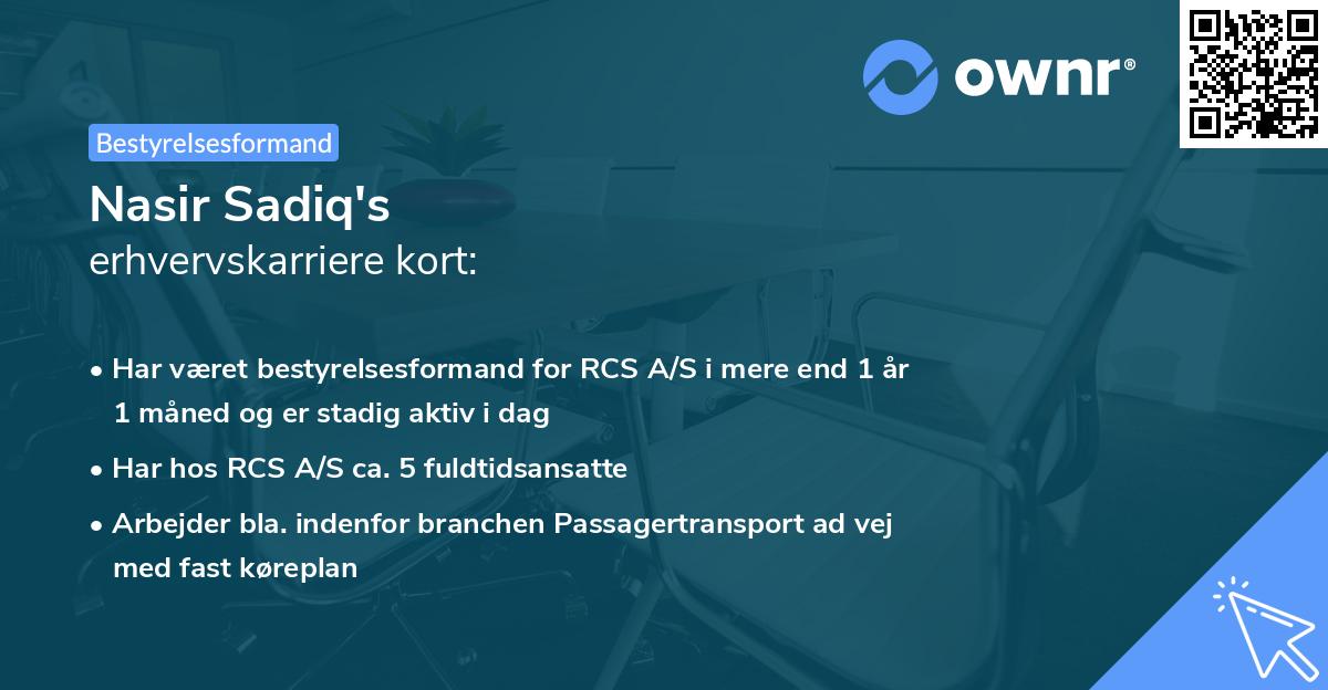 Nasir Sadiq's erhvervskarriere kort