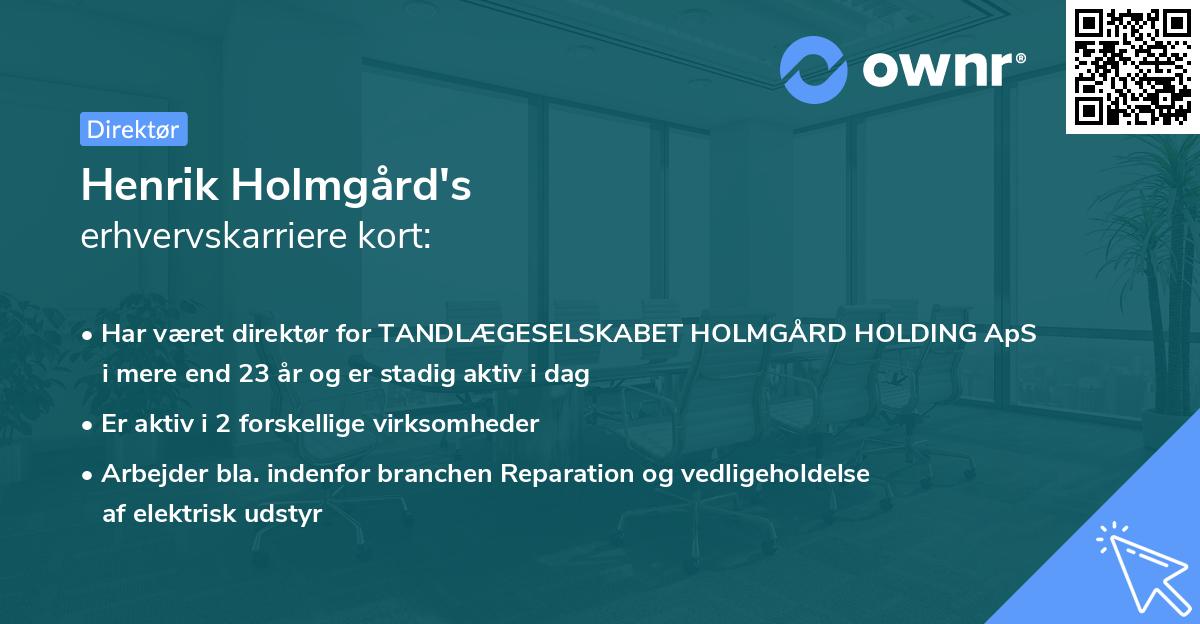 Henrik Holmgård's erhvervskarriere kort