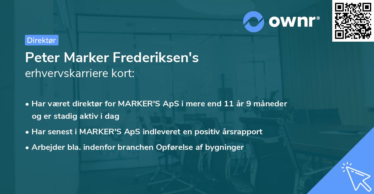 Peter Marker Frederiksen's erhvervskarriere kort