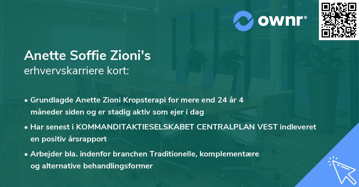 Anette Soffie Zioni's erhvervskarriere kort