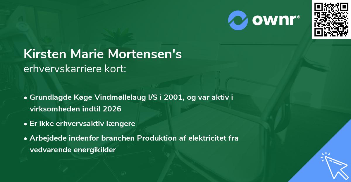 Kirsten Marie Mortensen's erhvervskarriere kort