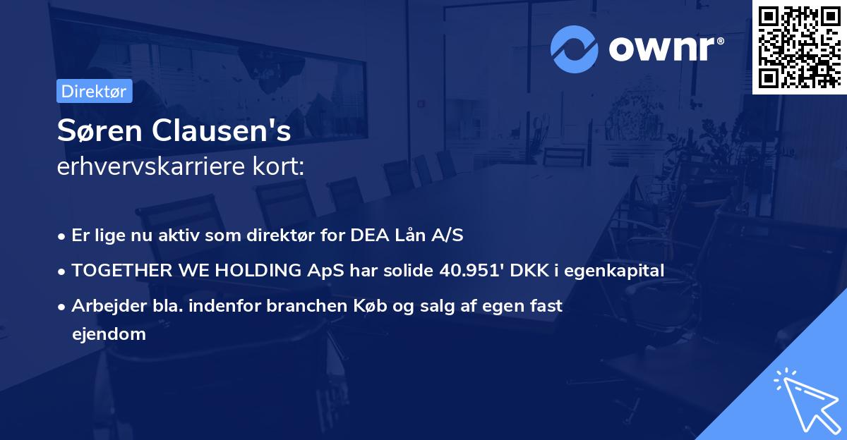 Søren Clausen's erhvervskarriere kort
