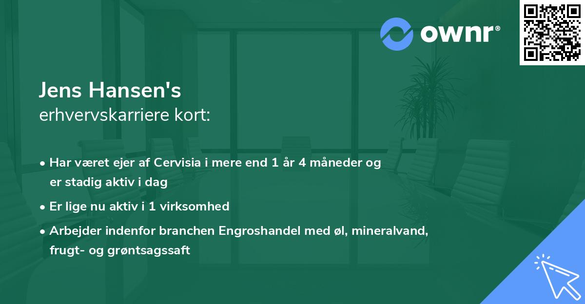 Jens Hansen's erhvervskarriere kort