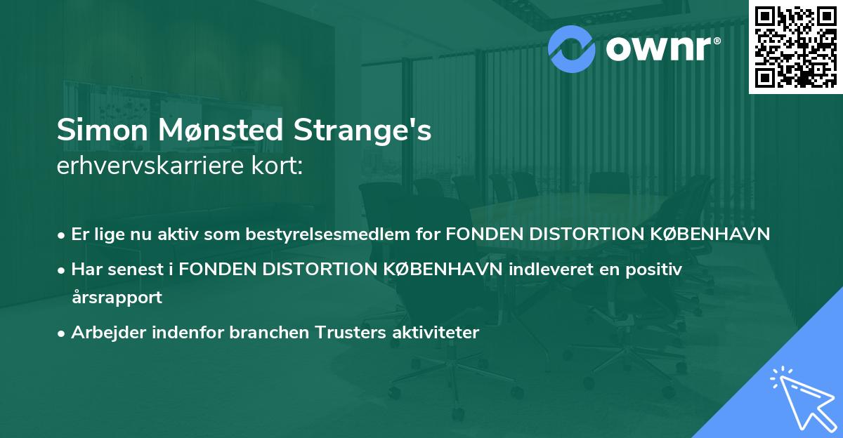 Simon Mønsted Strange's erhvervskarriere kort