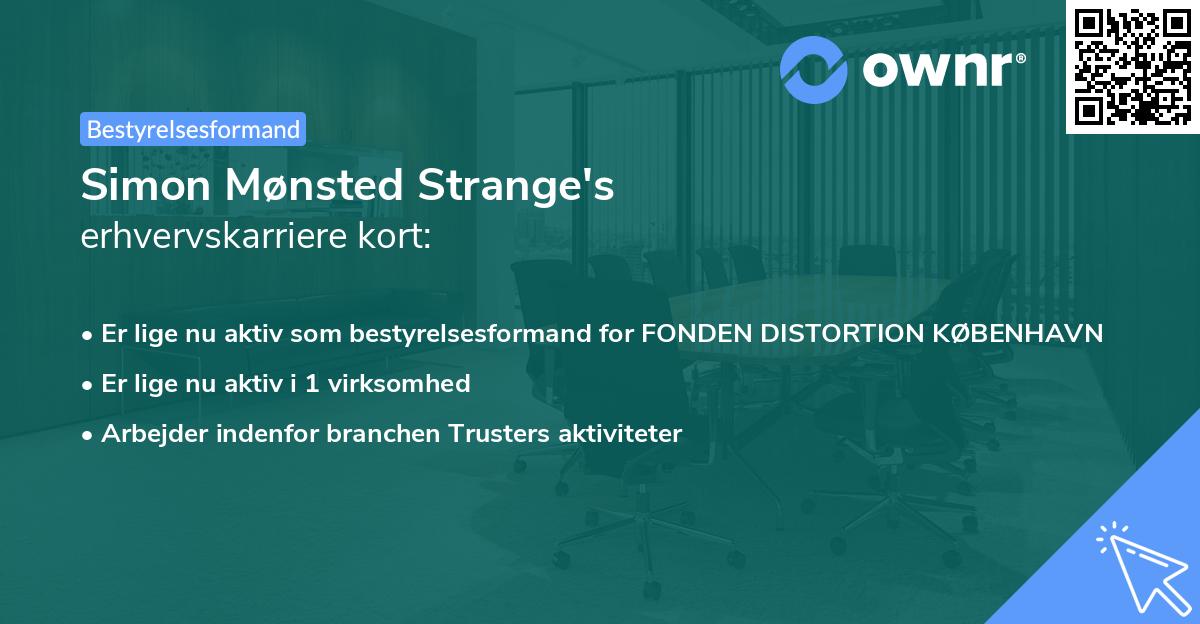 Simon Mønsted Strange's erhvervskarriere kort