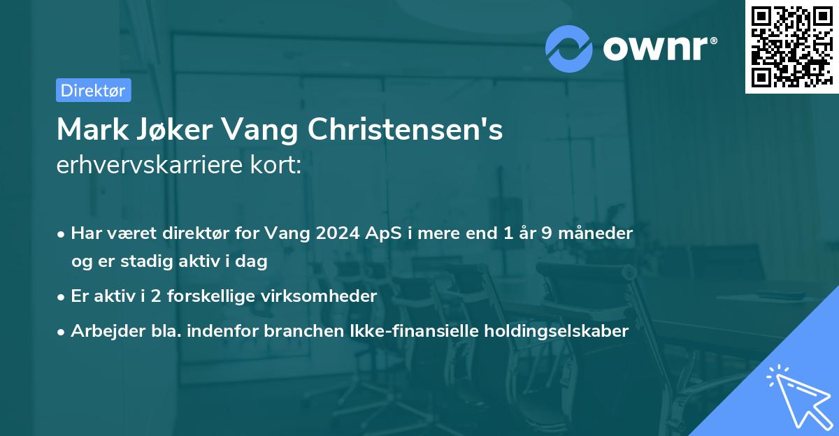 Mark Jøker Vang Christensen's erhvervskarriere kort