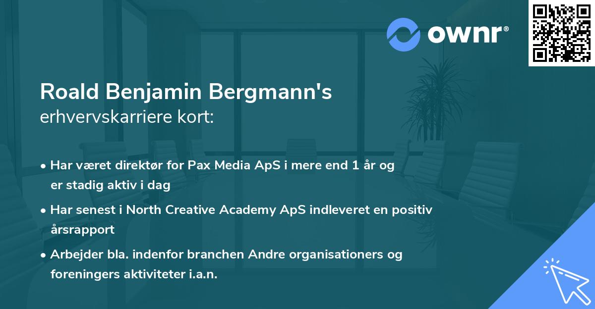 Roald Benjamin Bergmann's erhvervskarriere kort