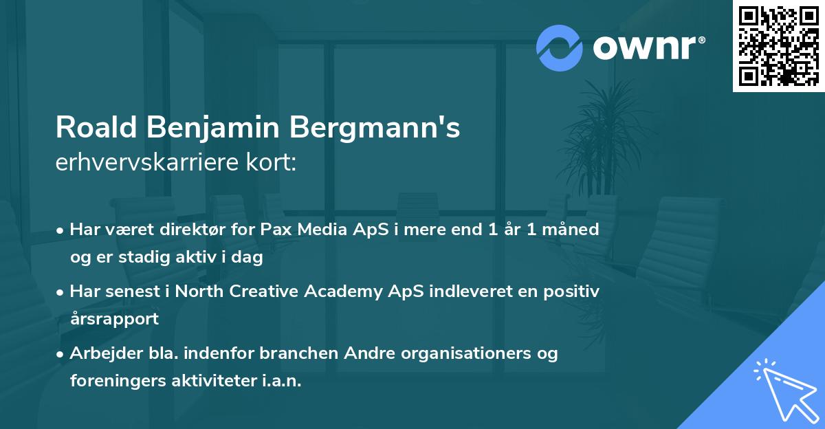 Roald Benjamin Bergmann's erhvervskarriere kort