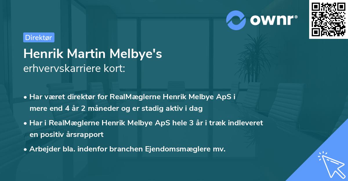 Henrik Martin Melbye's erhvervskarriere kort