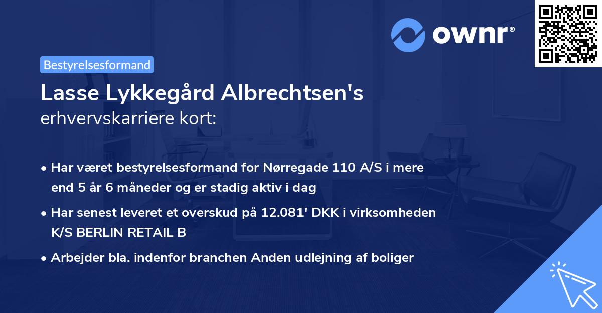 Lasse Lykkegård Albrechtsen's erhvervskarriere kort