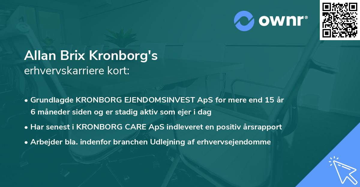 Allan Brix Kronborg's erhvervskarriere kort