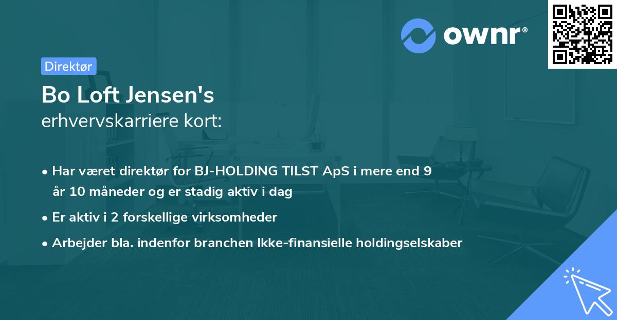 Bo Loft Jensen's erhvervskarriere kort