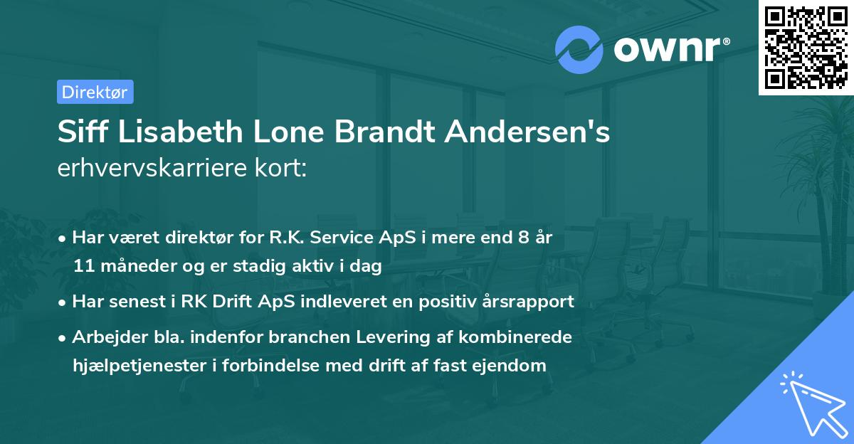 Siff Lisabeth Lone Brandt Andersen's erhvervskarriere kort