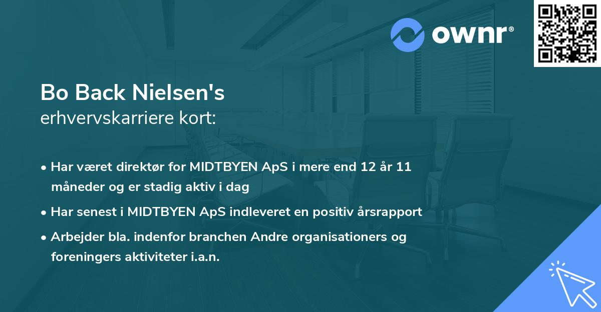 Bo Back Nielsen's erhvervskarriere kort