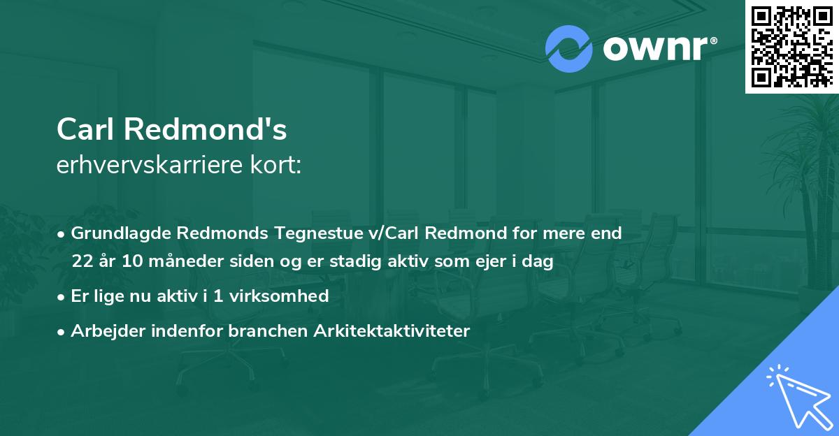 Carl Redmond's erhvervskarriere kort