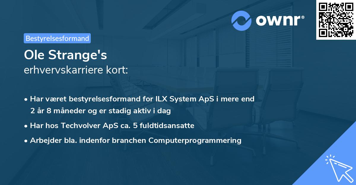 Ole Strange's erhvervskarriere kort