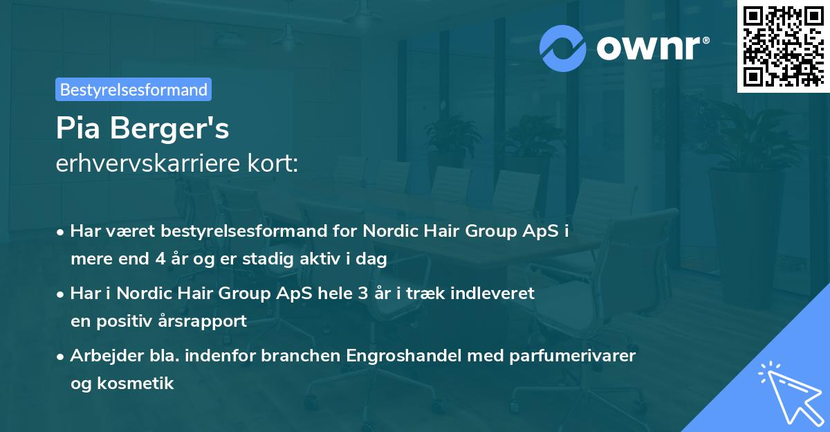 Pia Berger's erhvervskarriere kort