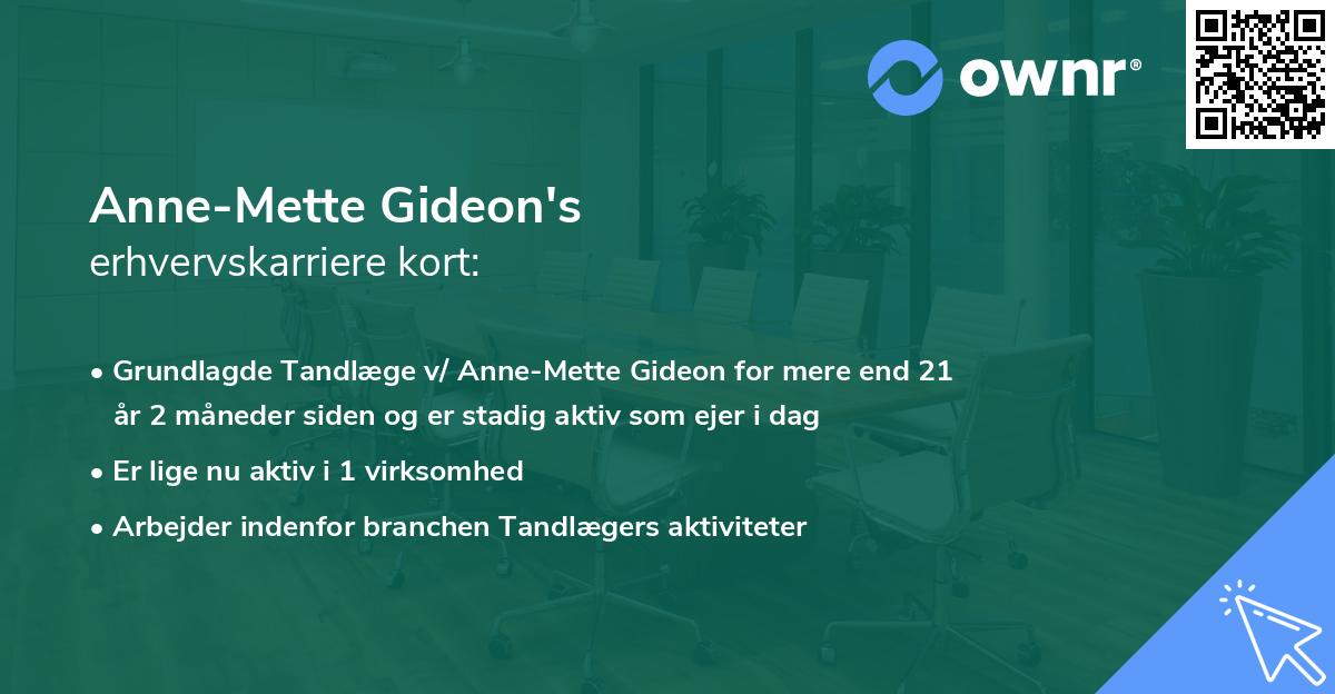 Anne-Mette Gideon's erhvervskarriere kort