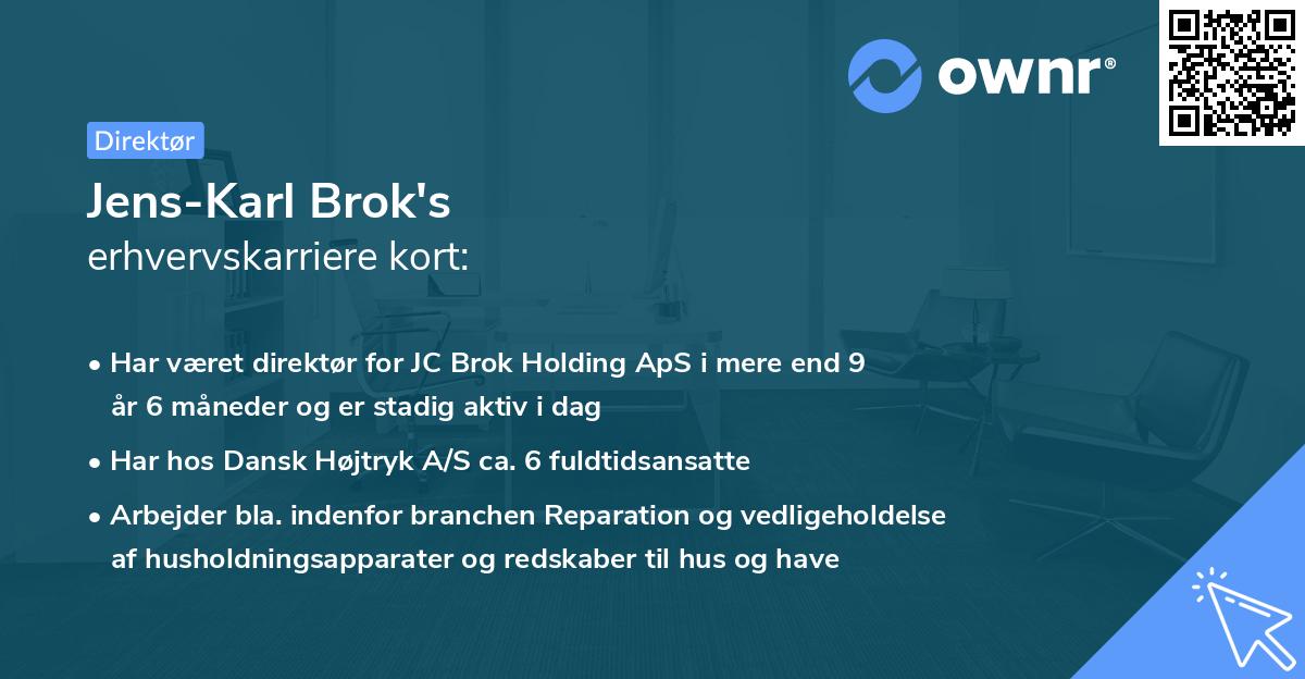 Jens-Karl Brok's erhvervskarriere kort