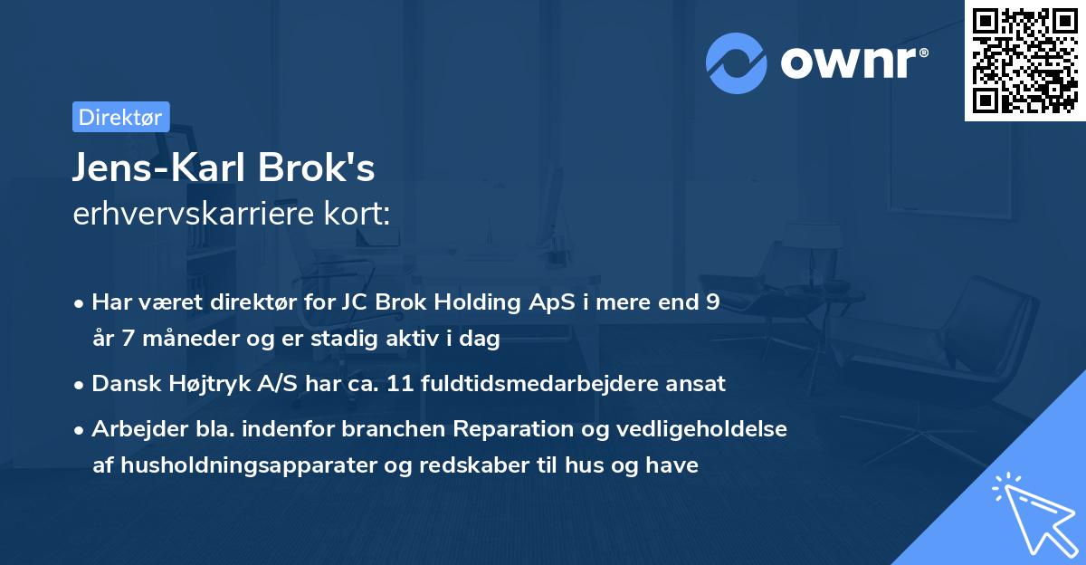 Jens-Karl Brok's erhvervskarriere kort
