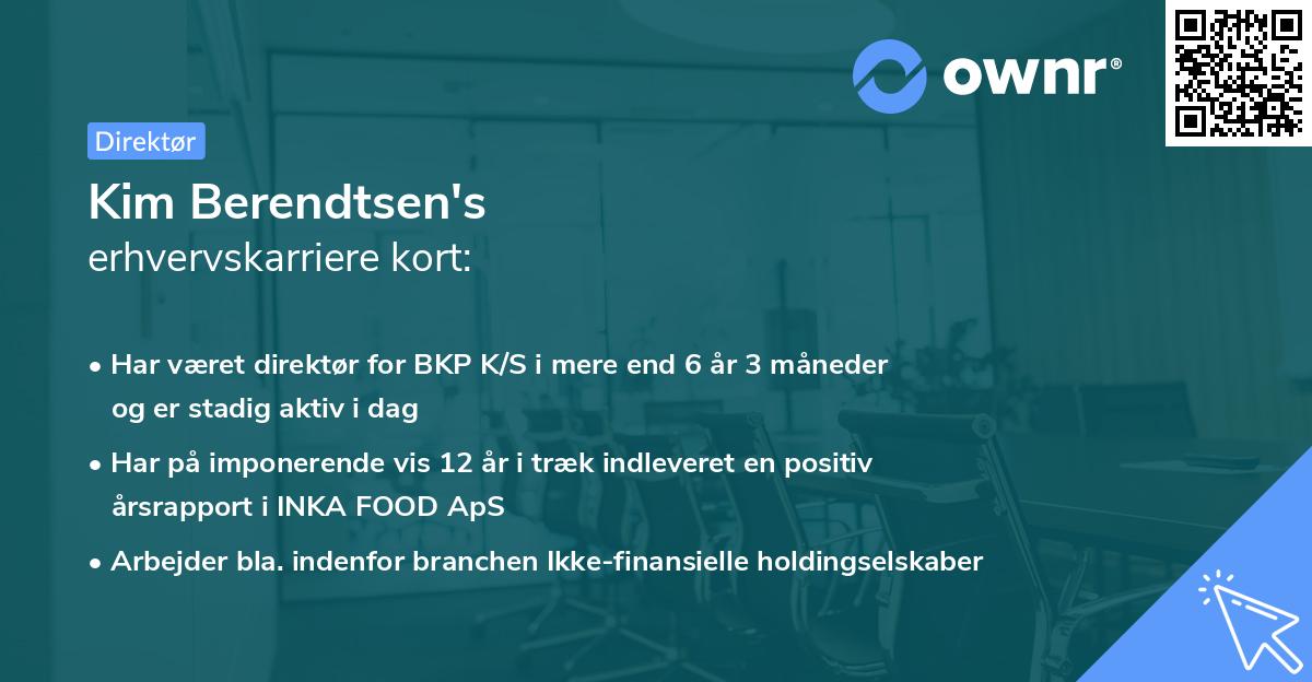 Kim Berendtsen's erhvervskarriere kort