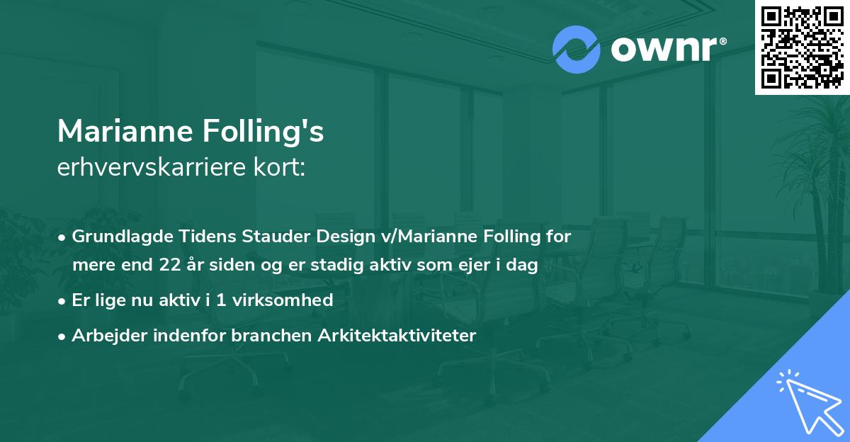 Marianne Folling's erhvervskarriere kort